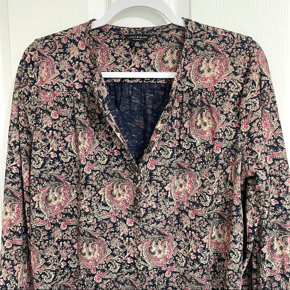 Lucky Brand Cotton Modal Popover Blouse Fairy Goth Whimsigoth Grunge Fall Size S - Picture 3 of 15